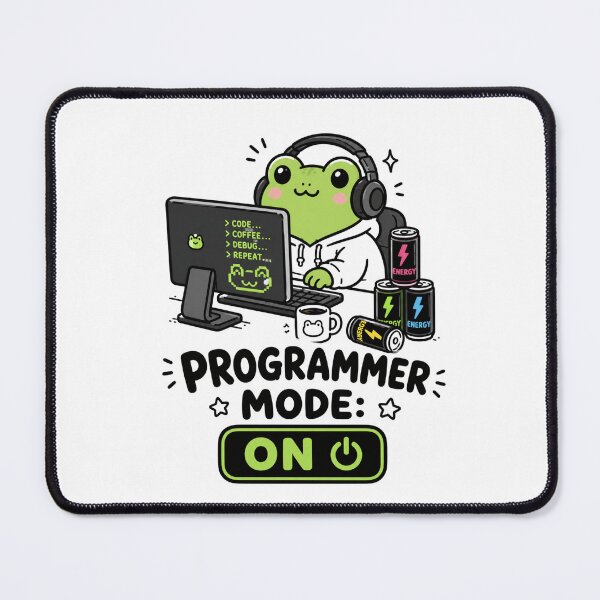 Item preview, Programmer Mode ON Cute Frog Coding Shirt designed and sold by MaynyStudio.