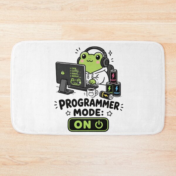 Item preview, Programmer Mode ON Cute Frog Coding Shirt designed and sold by MaynyStudio.