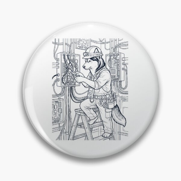 Item preview, Vintage Siberian Husky Electrician Dog Dad Mom Lover designed and sold by DoodleTortle.