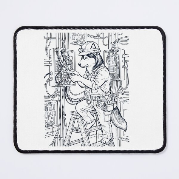 Item preview, Vintage Siberian Husky Electrician Dog Dad Mom Lover designed and sold by DoodleTortle.