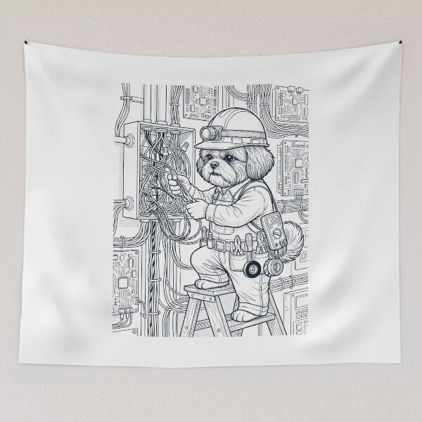Item preview, Vintage Shih Tzu Electrician Dog Dad Mom Lover designed and sold by DoodleTortle.