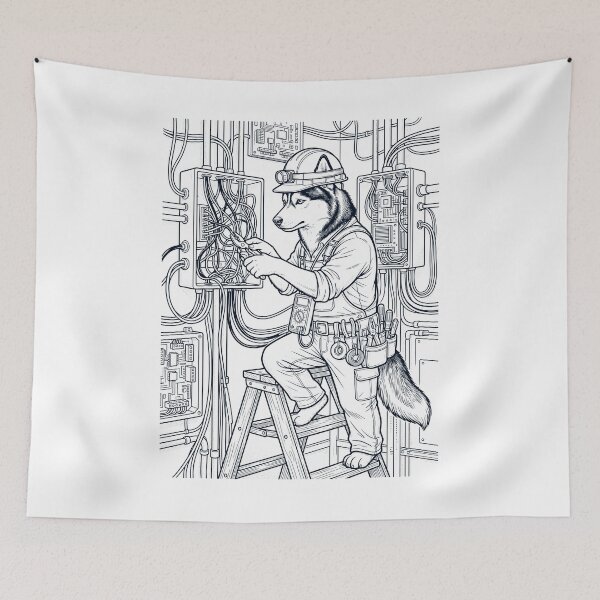 Item preview, Vintage Siberian Husky Electrician Dog Dad Mom Lover designed and sold by DoodleTortle.