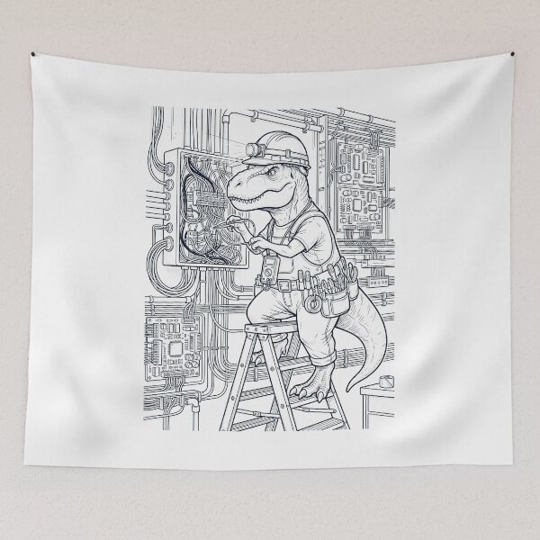 Item preview, Vintage T Rex Dinosaur Electrician Animal Lover designed and sold by DoodleTortle.