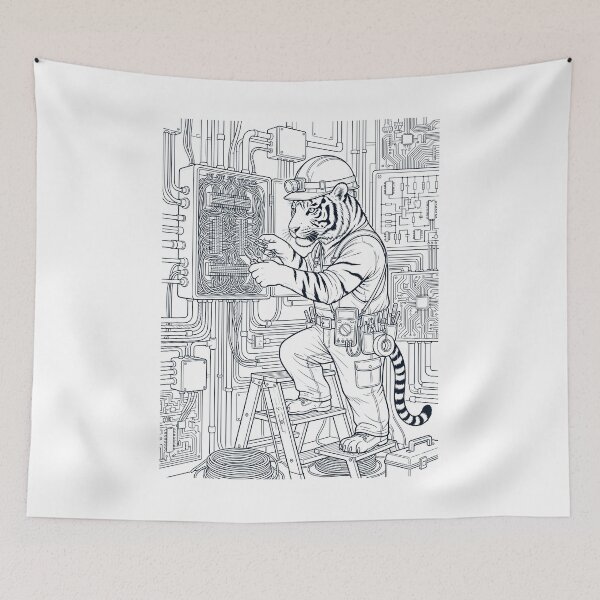 Item preview, Vintage Tiger Electrician Animal Lover designed and sold by DoodleTortle.