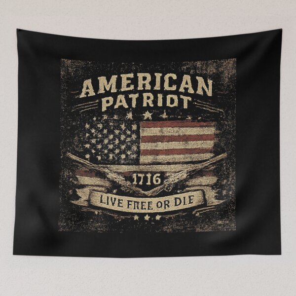 Item preview, American Patriot 1776 Live Free Or Die Vintage US Flag designed and sold by NeO² Studio.