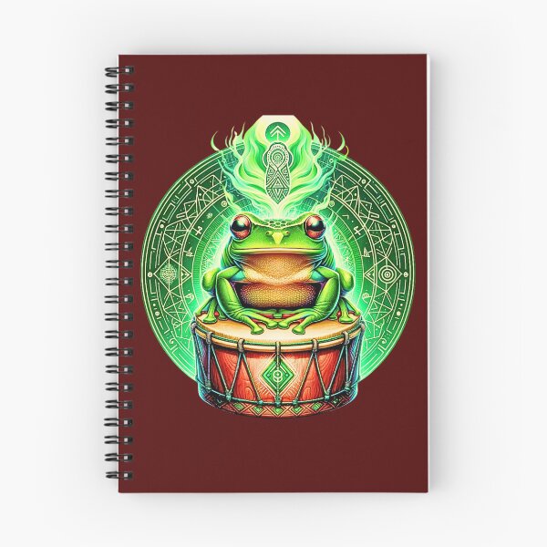 Item preview, Shamanic Frog on Tribal Drum - Mystical Green Ritual Art designed and sold by PrimalBeastLab.