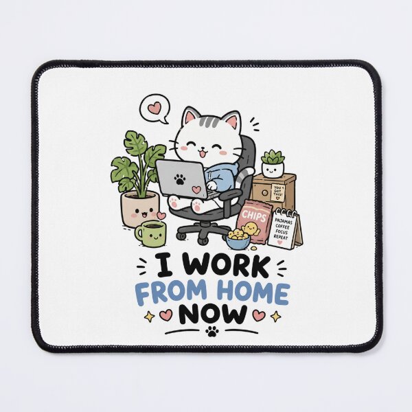 Item preview, I Work From Home Now Cute Cat Shirt designed and sold by MaynyStudio.