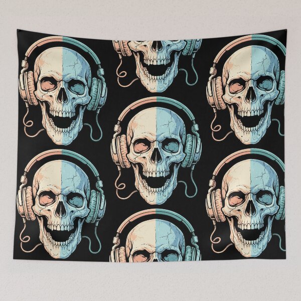 Item preview, DJ Skull with Headphones Pastel Grunge Streetwear designed and sold by seven things shop.