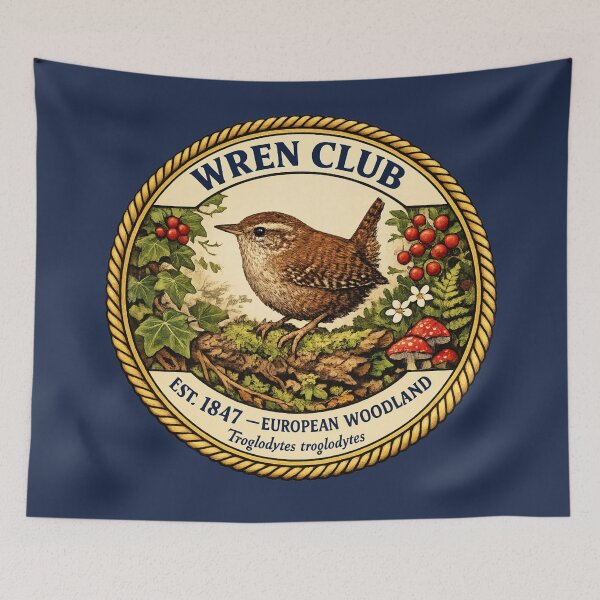 Item preview, Wren Club Vintage Badge European Woodland Art designed and sold by CalmCapy Co.