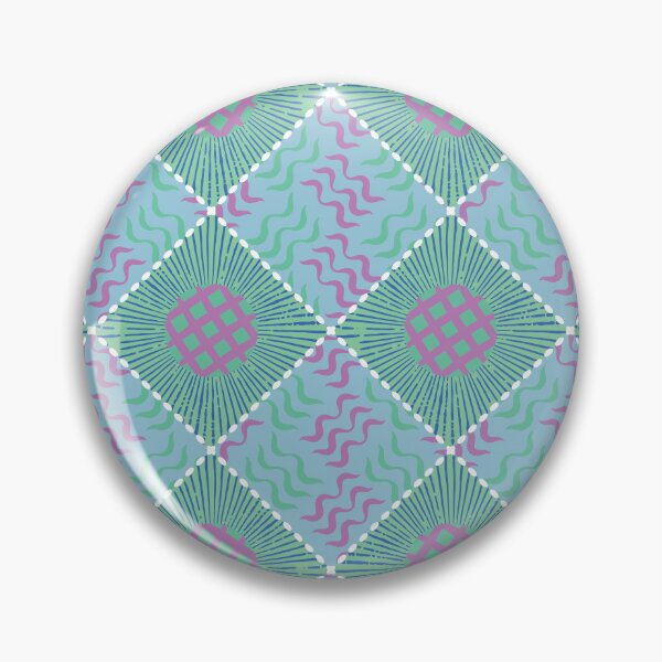 Item preview, Diamond Plaid Sunflowers and Grassy Weaves Print - Island Wave Blue, Bright Teal and Purple designed and sold by Daniel Bevis Design.