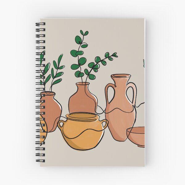 Item preview, Botanical Line Art Terracotta Pots and Leaves designed and sold by IO Soul Spaces.