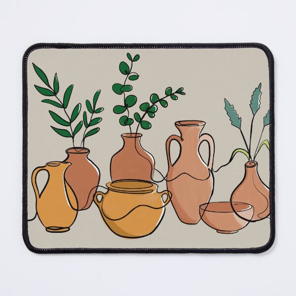 Item preview, Botanical Line Art Terracotta Pots and Leaves designed and sold by IO Soul Spaces.