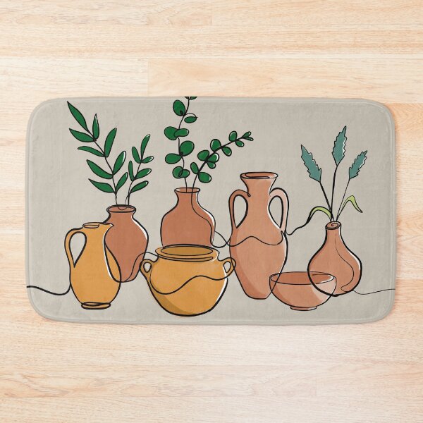 Item preview, Botanical Line Art Terracotta Pots and Leaves designed and sold by IO Soul Spaces.