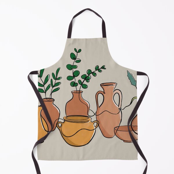 Item preview, Botanical Line Art Terracotta Pots and Leaves designed and sold by IO Soul Spaces.
