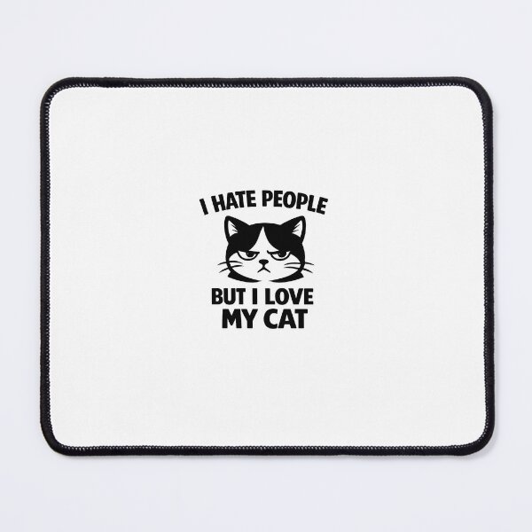 Item preview, I hate people but I love my cat – Funny minimalist black and white cat designed and sold by SociallyDeadClub.