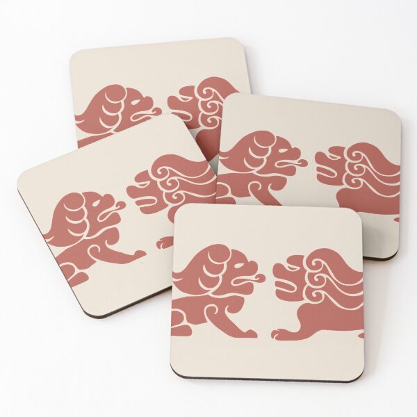 Item preview, Korean Traditional Lion Pattern Wall Art — Warm Mocha Minimalist Print designed and sold by DaHaeStudio.