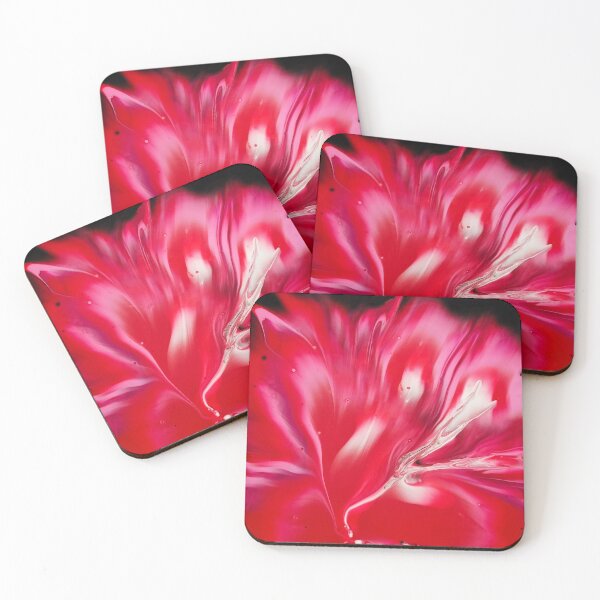 Item preview, Abstract pink and red flower painting designed and sold by DardinieDesigns.