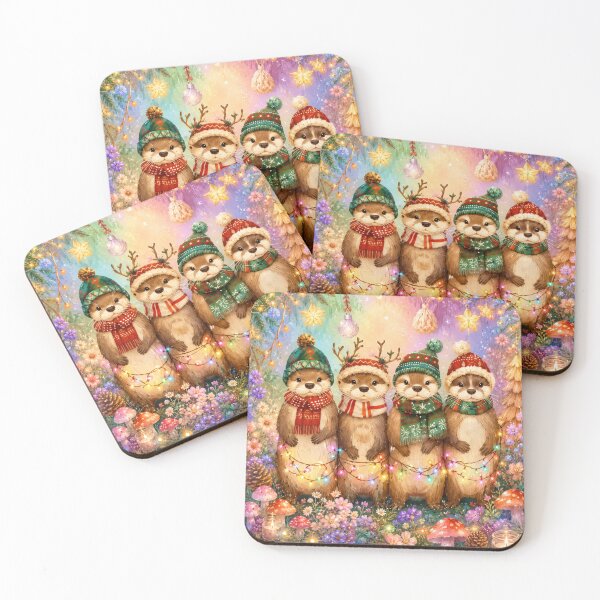 Item preview, Festive Otters with Christmas Lights designed and sold by TracyOkolie.
