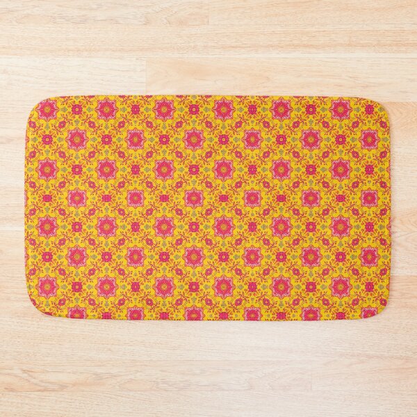 Item preview, Boho Floral Mandala Pattern | Retro Psychedelic Yellow & Pink Seamless Print designed and sold by poppet103.