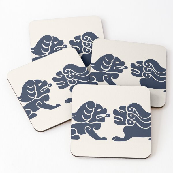 Item preview, Korean Traditional Lion Pattern Wall Art — Deep Navy Classic Print designed and sold by DaHaeStudio.