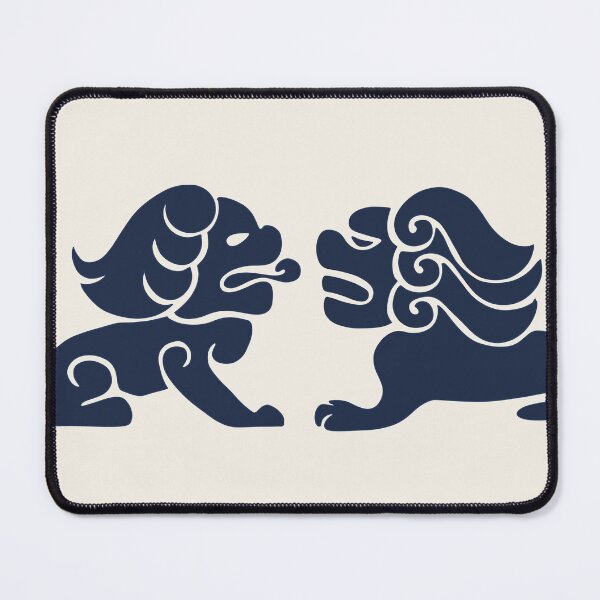 Item preview, Korean Traditional Lion Pattern Wall Art — Deep Navy Classic Print designed and sold by DaHaeStudio.