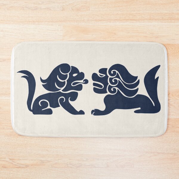 Item preview, Korean Traditional Lion Pattern Wall Art — Deep Navy Classic Print designed and sold by DaHaeStudio.