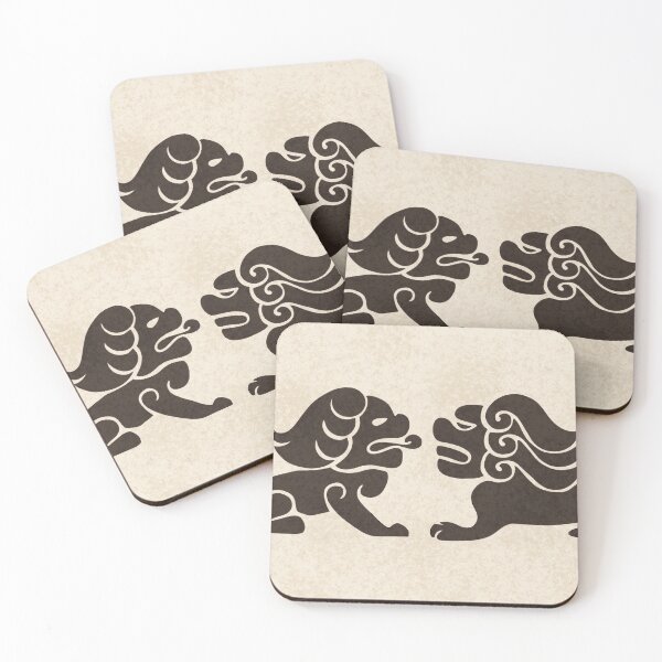 Item preview, Korean Traditional Lion Pattern — Hanji Texture Heritage Art Print designed and sold by DaHaeStudio.