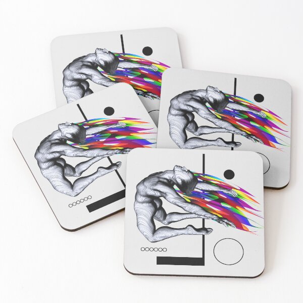Item preview, Acrobat gymnast jumping with geometric vibrant shapes designed and sold by Arija07.