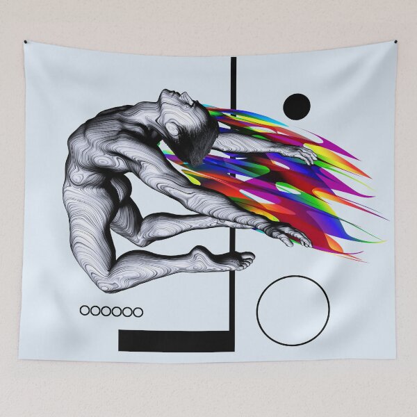 Item preview, Acrobat gymnast jumping with geometric vibrant shapes designed and sold by Arija07.