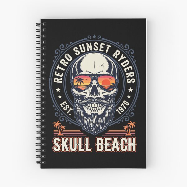 Item preview, Retro Sunset Ryders Bearded Skull Beach designed and sold by seven things shop.