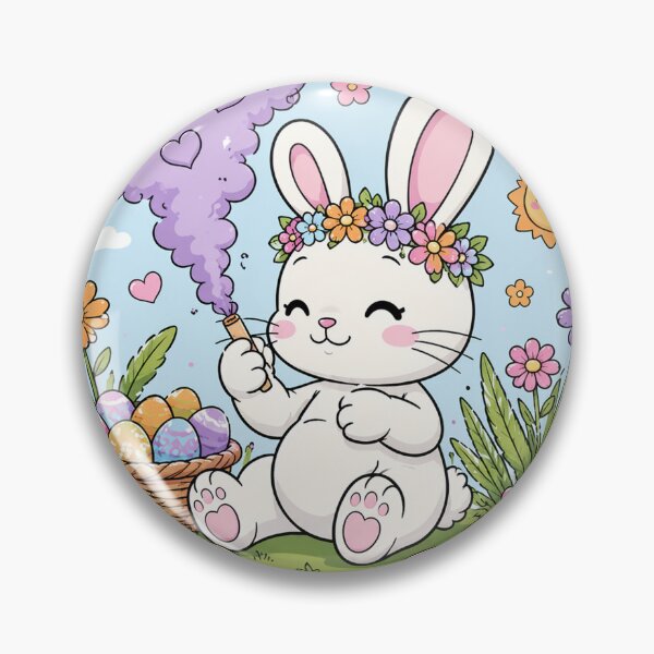 Item preview, Cute Easter Bunny with Flowers designed and sold by KristinThornArt.
