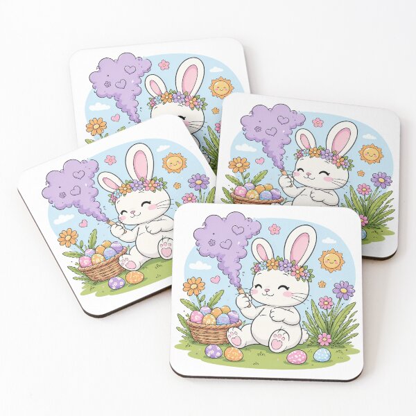 Item preview, Cute Easter Bunny with Flowers designed and sold by KristinThornArt.
