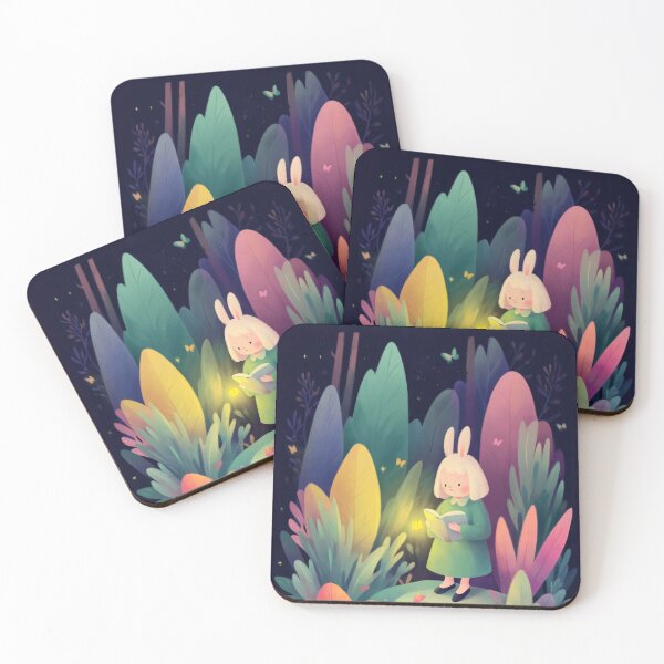 Item preview, Magical Bunny Girl Reading Book in Dreamy Forest designed and sold by AMIDATORA.
