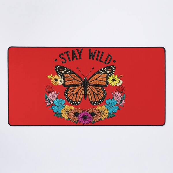 Item preview, Stay Wild Butterfly Embroidery Design | Vintage Boho Monarch Butterfly Floral Art | Cottagecore Nature Aesthetic designed and sold by ColorSplash123.