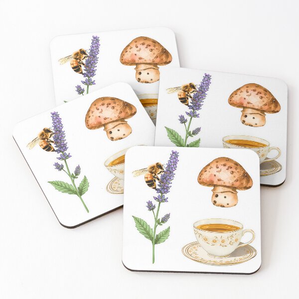 Item preview, Aesthetic Cottage core Sticker Pack with Bee, Mushroom & Tea Cup designed and sold by Kavya Art.