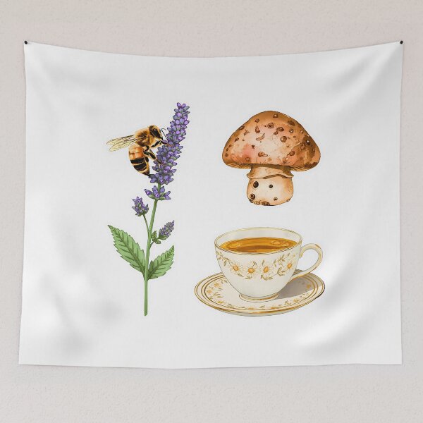 Item preview, Aesthetic Cottage core Sticker Pack with Bee, Mushroom & Tea Cup designed and sold by Kavya Art.