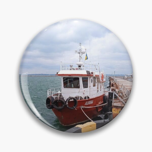 Item preview, Vintage Fishing Boat Docked at the Pier Coastal Landscape designed and sold by Mandarynkashop.
