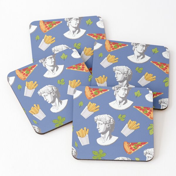 Item preview, Classical Greek Statue & Fast Food Pop Art Pattern: Marble Bust, Pizza & Fries designed and sold by PixelCatalyst.