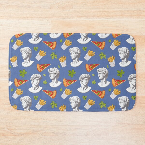 Item preview, Classical Greek Statue & Fast Food Pop Art Pattern: Marble Bust, Pizza & Fries designed and sold by PixelCatalyst.
