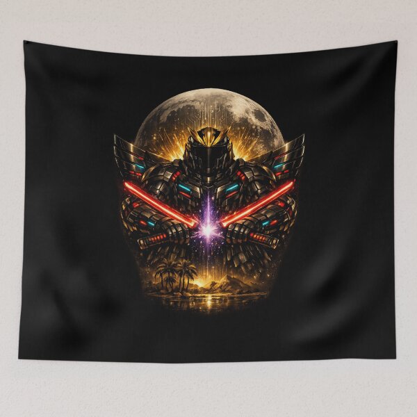 Item preview, Cyberpunk Samurai Moon — Neon Sword Dark Armor | Dark Fantasy Warrior Poster designed and sold by ArtoryWorks.