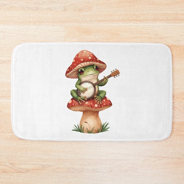 Item preview, Cute Frog Playing Banjo on Mushroom Cottagecore Sticker designed and sold by Kavya Art.