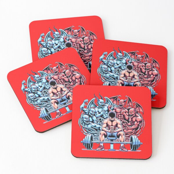 Item preview, Inner Demons Gym Art - Focused Lifter with Flexing Devils & Barbell designed and sold by PrimalBeastLab.