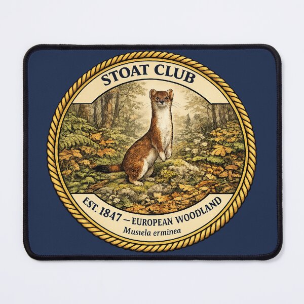 Item preview, Stoat Club Vintage Badge European Woodland Art designed and sold by CalmCapy Co.