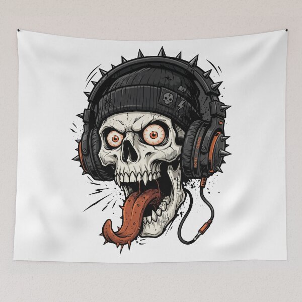Item preview, Spiked Headphones Skull Punk Rock Metal Music designed and sold by seven things shop.