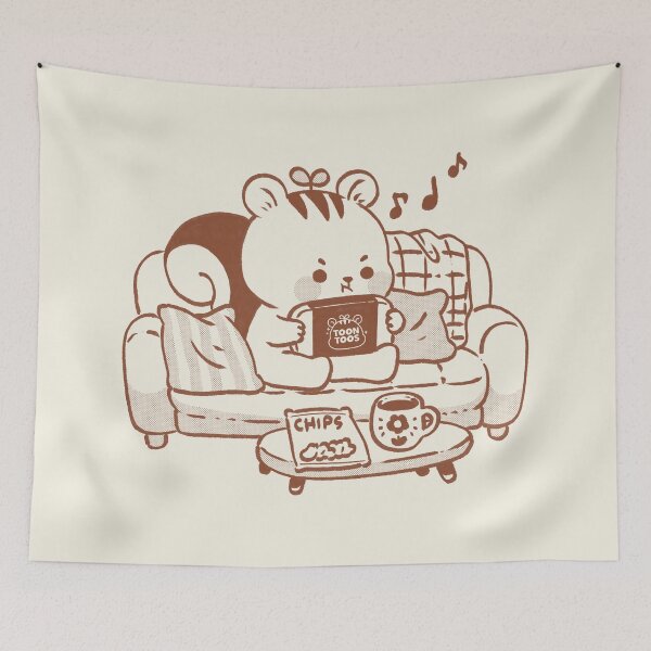 Item preview, Cute Cozy Gaming Squirrel Illustration designed and sold by ToonToos.