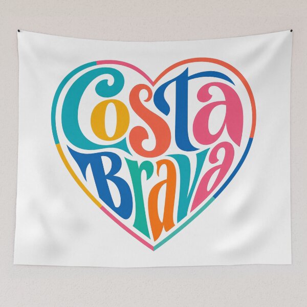 Item preview, Vibrant Costa Brava Heart Typography Design designed and sold by Beyond Destinations.