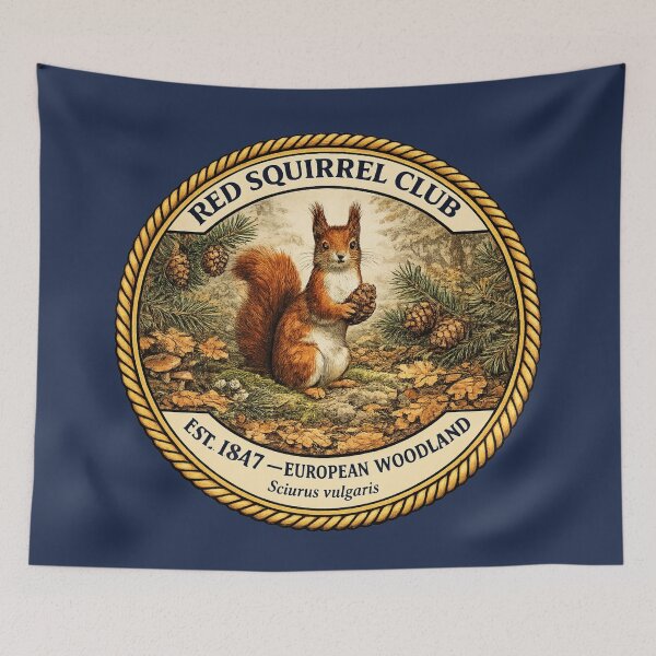 Item preview, Red Squirrel Club Vintage Badge European Woodland Art designed and sold by CalmCapy Co.