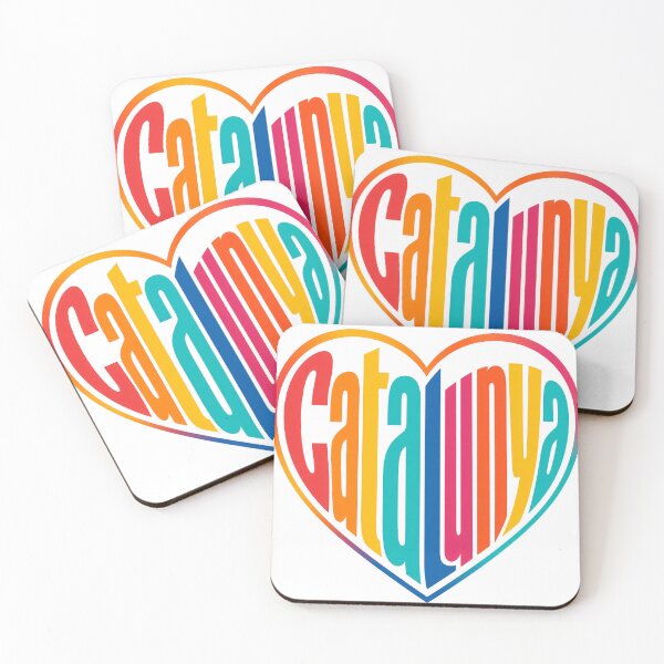 Item preview, Vibrant Catalunya Heart Rainbow Typography Design designed and sold by Beyond Destinations.