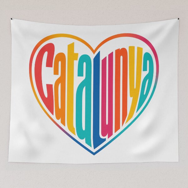 Item preview, Vibrant Catalunya Heart Rainbow Typography Design designed and sold by Beyond Destinations.