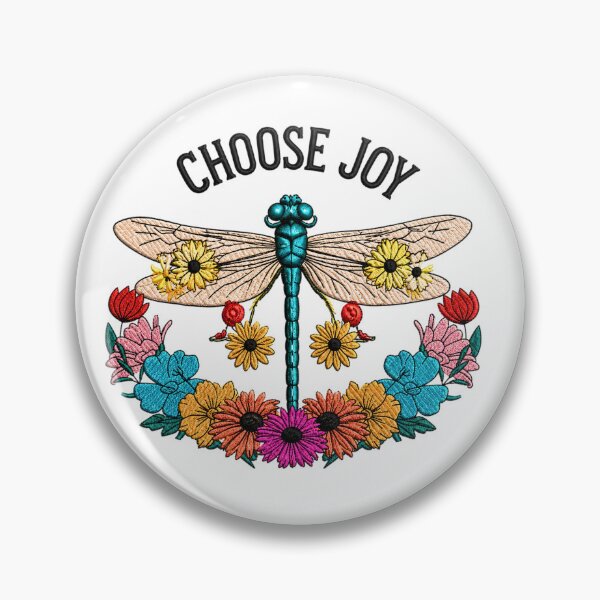 Item preview, Choose Joy Dragonfly Embroidery Design | Vintage Boho Dragonfly Floral Art | Cottagecore Nature Aesthetic designed and sold by ColorSplash123.